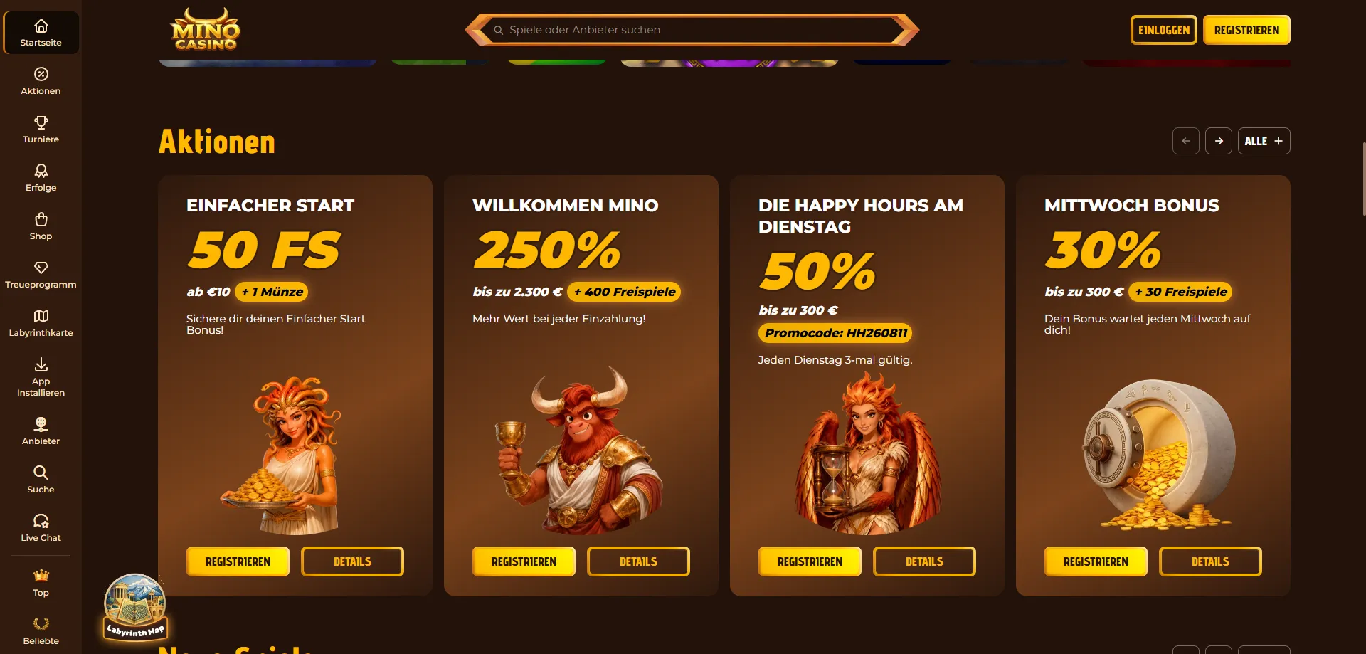 Bonus di benvenuto Mino Casino &mdash; fino a &euro;2.300 pi&ugrave; 400 free spin