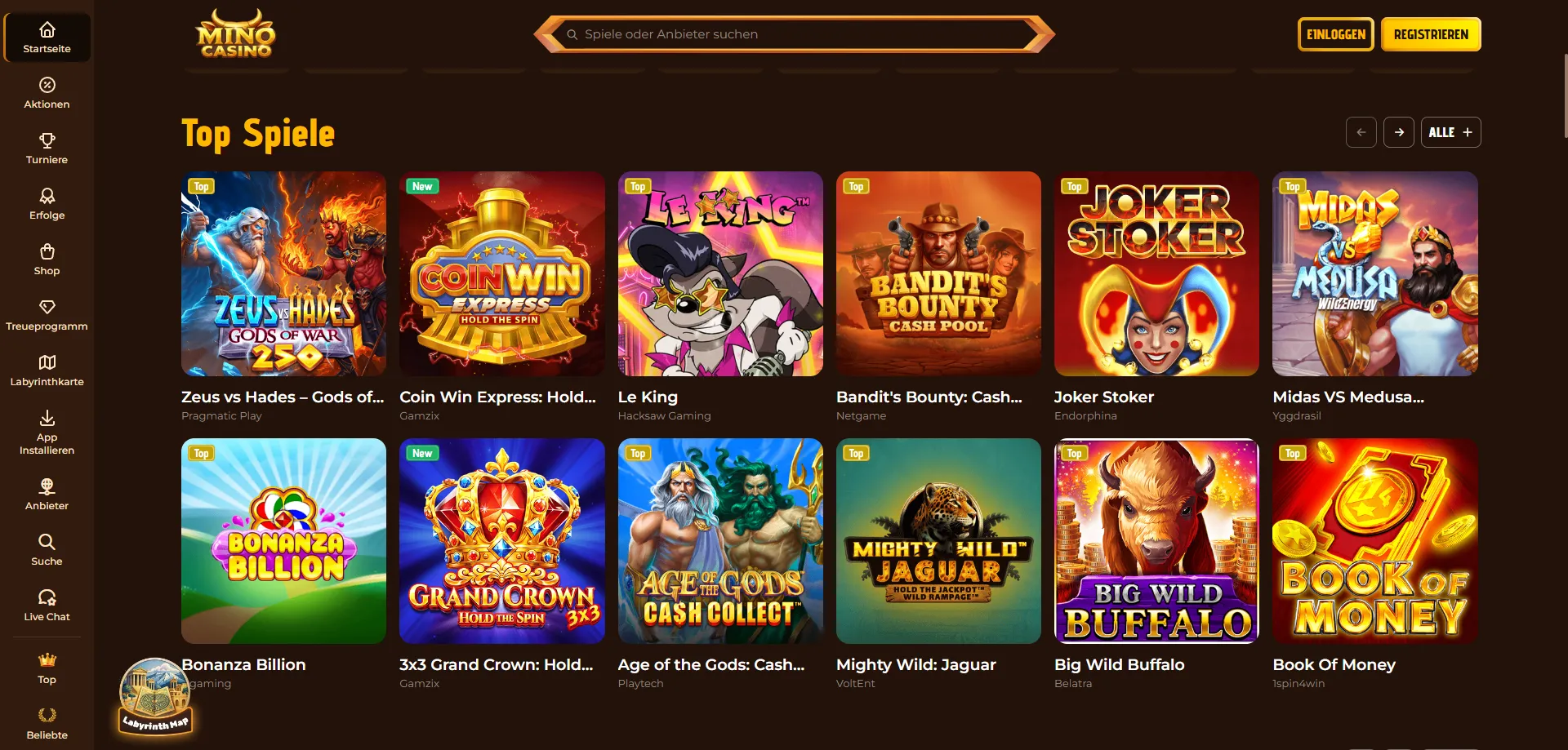 Catalogo slot di Mino Casino &mdash; oltre 9000 giochi disponibili